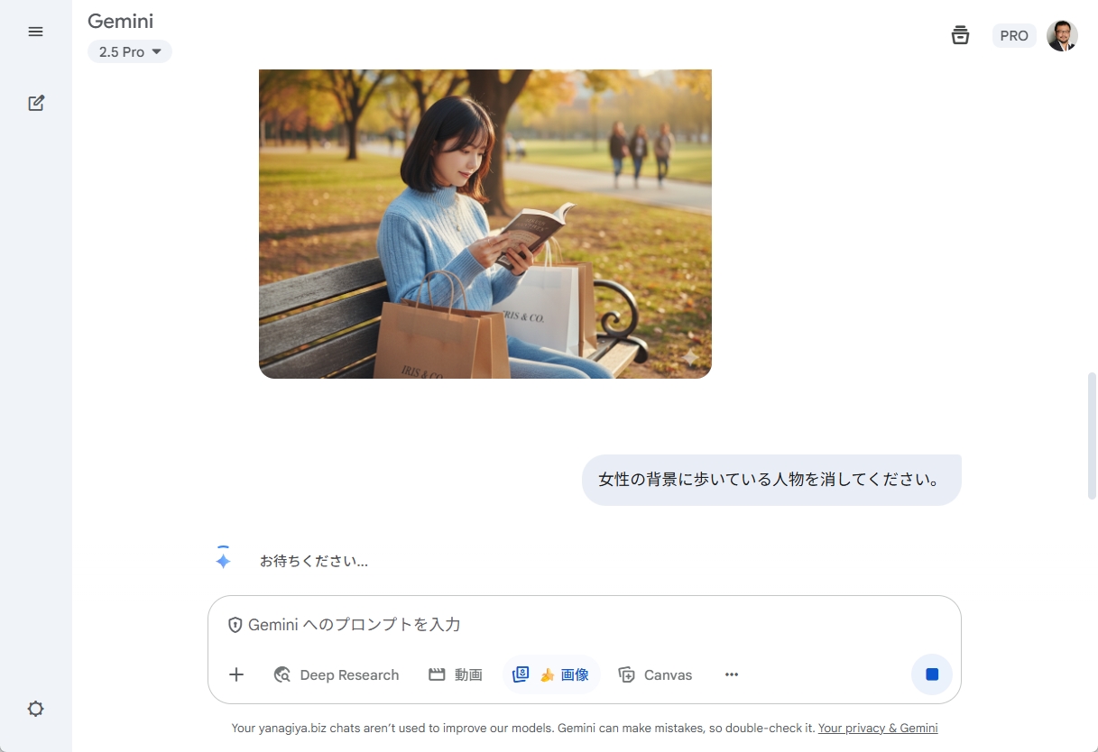 背景の人物を消去する前の画像