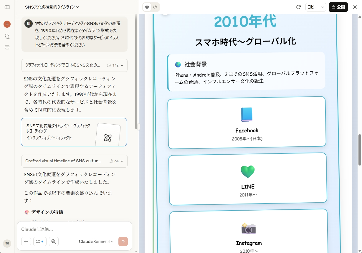 Claudeで生成したSNS文化の変遷のインフォグラフィック例2