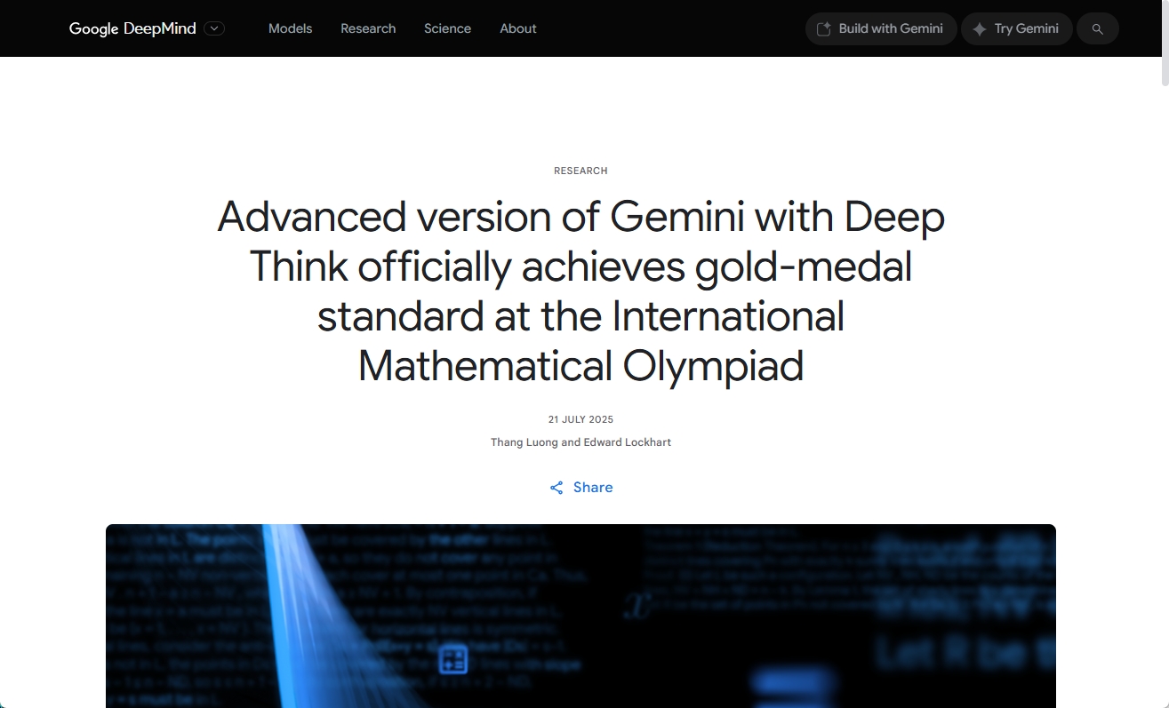 Google DeepMindのロゴと金メダル